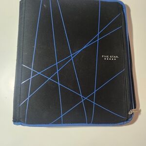 Five Star Black Binder with Blue Geometric Lines